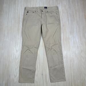 AG Adriano Goldschmied Still Crop Cigarette Jeans Neutral Beige Stretch Ankle 27